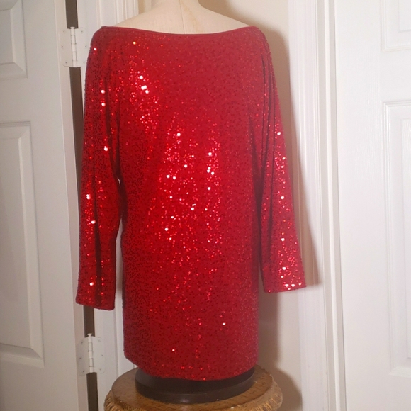 Eileen Fisher long sleeve red sequin top size XL - Picture 3 of 5